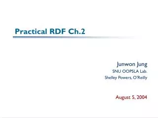 Practical RDF Ch.2