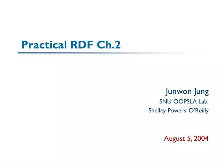 practical rdf ch 2