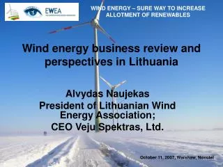 Wind energy business review and perspectives in Lithuania