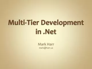 Multi-Tier Development in .Net