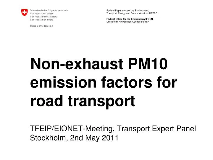 non exhaust pm10 emission factors for road transport