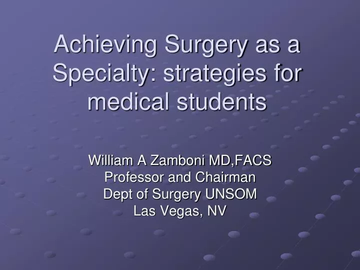 achieving surgery as a specialty strategies for medical students