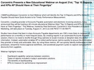 Corcentric Presents a New Educational Webinar on August 21st