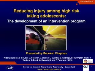 Reducing injury among high risk taking adolescents: