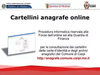 cartellini anagrafe online