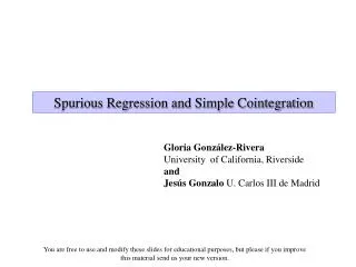 Spurious Regression and Simple Cointegration