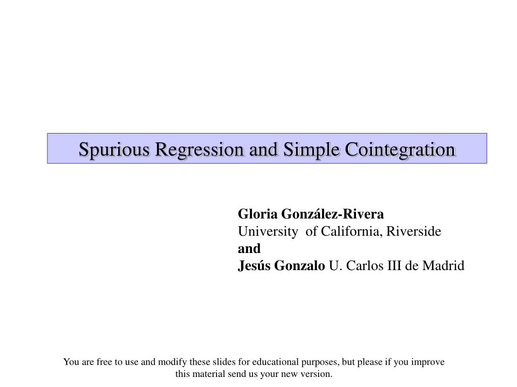 PPT - Spurious Regression and Simple Cointegration PowerPoint ...