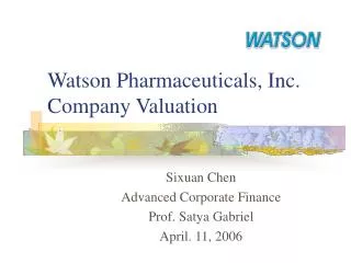 Watson Pharmaceuticals, Inc. Company Valuation