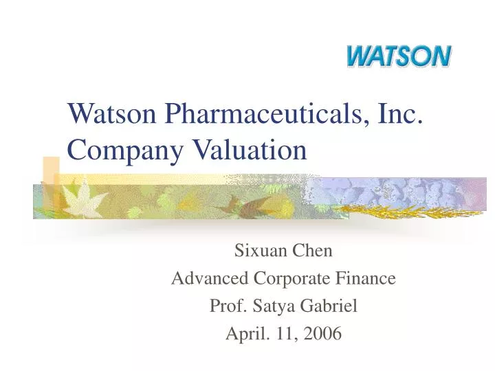 watson pharmaceuticals inc company valuation