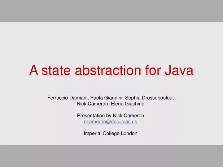 a state abstraction for java