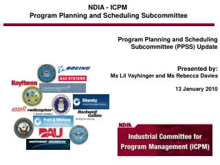 NDIA - ICPM Program Planning and Scheduling Subcommittee