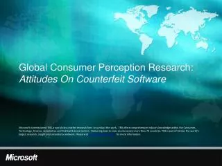 Global Consumer Perception Research: Attitudes On Counterfeit Software