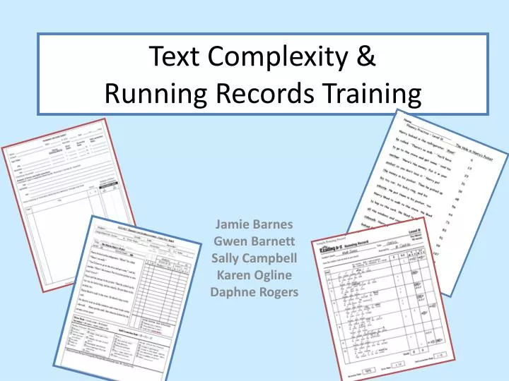 text complexity running records training