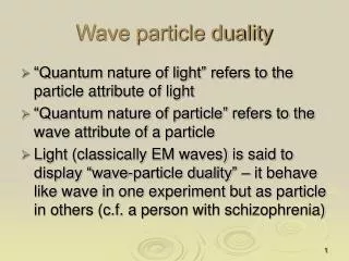 Wave particle duality
