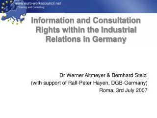 Information and Consultation Rights within the Industrial Relations in Germany