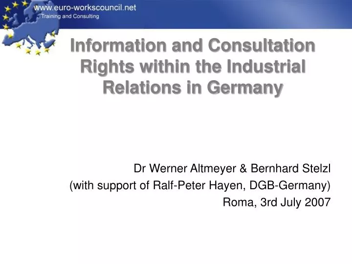 information and consultation rights within the industrial relations in germany