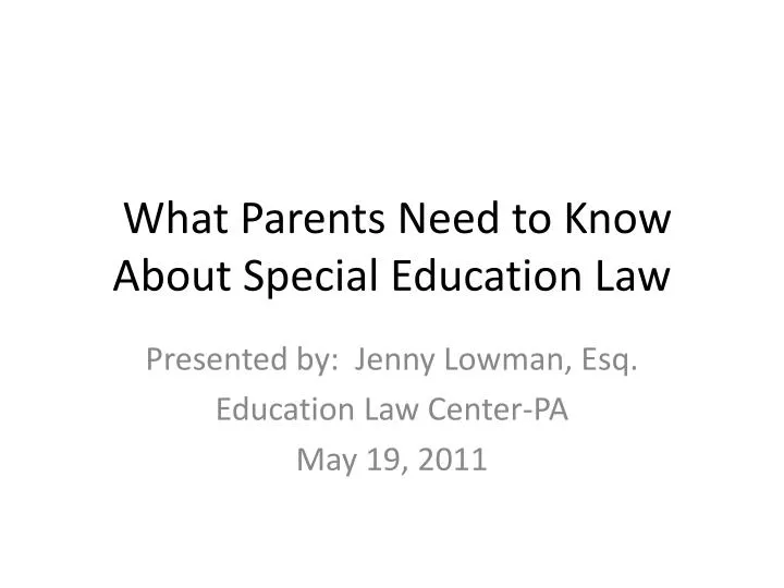 what parents need to know about special education law