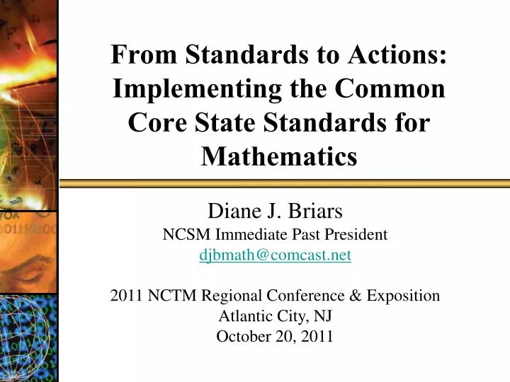 from standards to actions implementing the common core state standards for mathematics