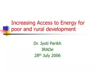 Increasing Access to Energy for poor and rural development