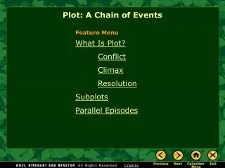 What Is Plot? Conflict Climax Resolution Subplots Parallel Episodes