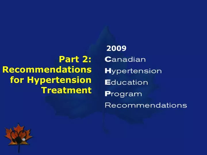 part 2 recommendations for hypertension treatment