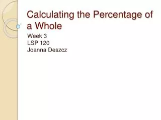 Calculating the Percentage of a Whole