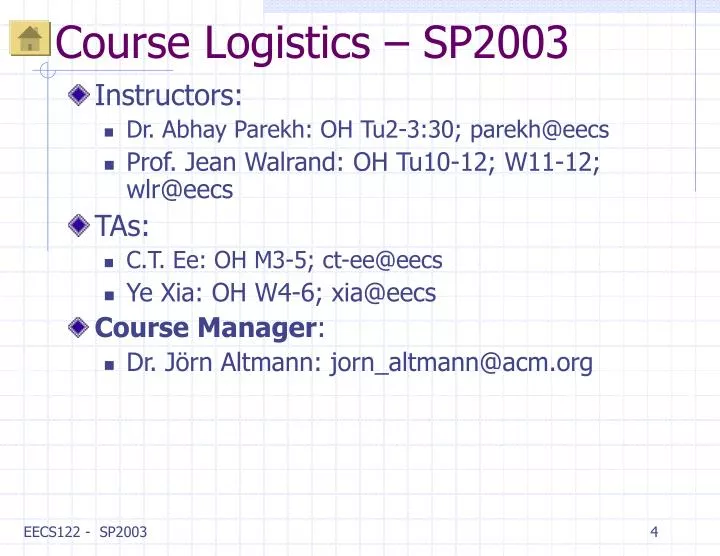 course logistics sp2003
