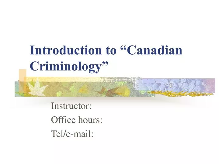 introduction to canadian criminology