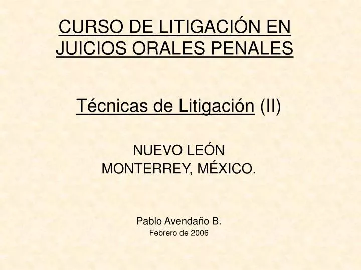 curso de litigaci n en juicios orales penales