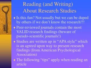 Reading (and Writing) About Research Studies