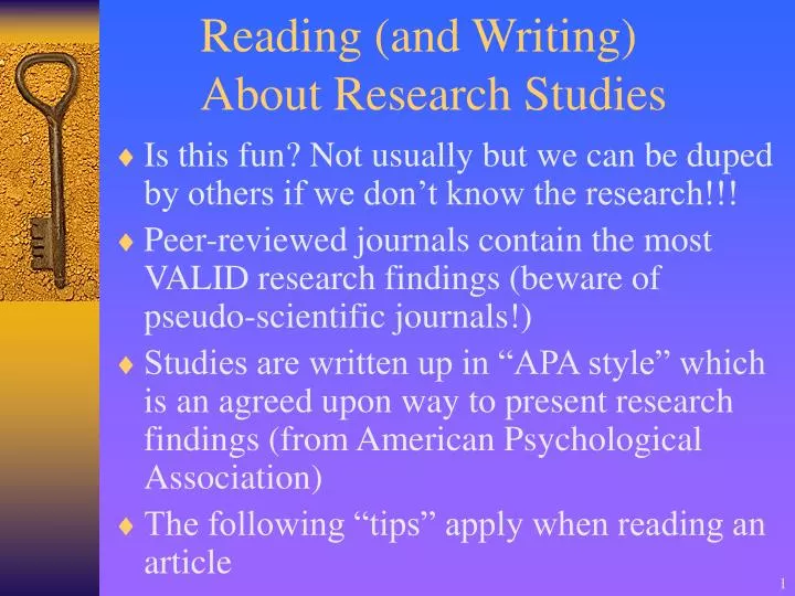 reading and writing about research studies
