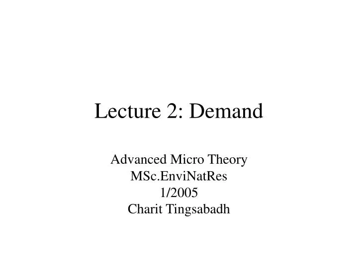lecture 2 demand