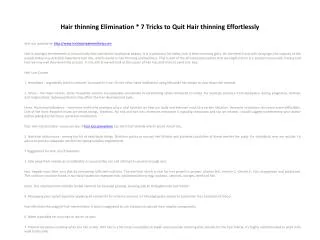 Hair thinning Elimination * 7 Tricks to Quit Hair thinning E