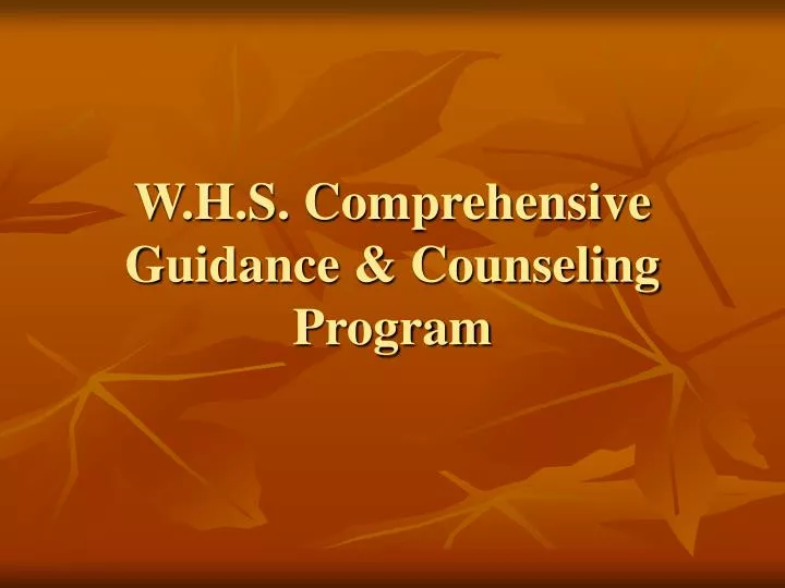 w h s comprehensive guidance counseling program