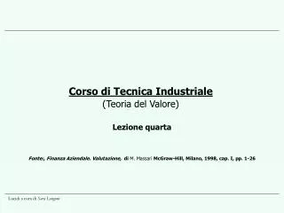 Corso di Tecnica Industriale (Teoria del Valore)