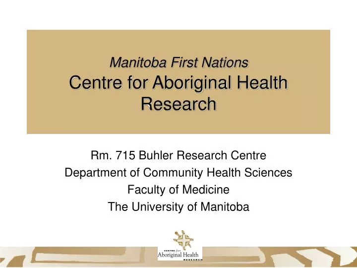 manitoba first nations centre for aboriginal health research