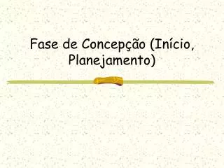 fase de concep o in cio planejamento