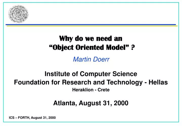 why do we need an object oriented model