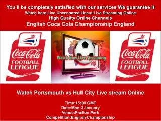 Portsmouth vs Hull City LIVE STREAM SOCCER TV