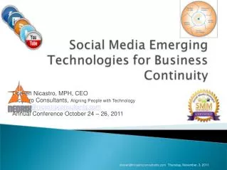 Doreen Nicastro, MPH, CEO Nicastro Consultants, Aligning People with Technology doreen@nicastroconsultants.com Annual C