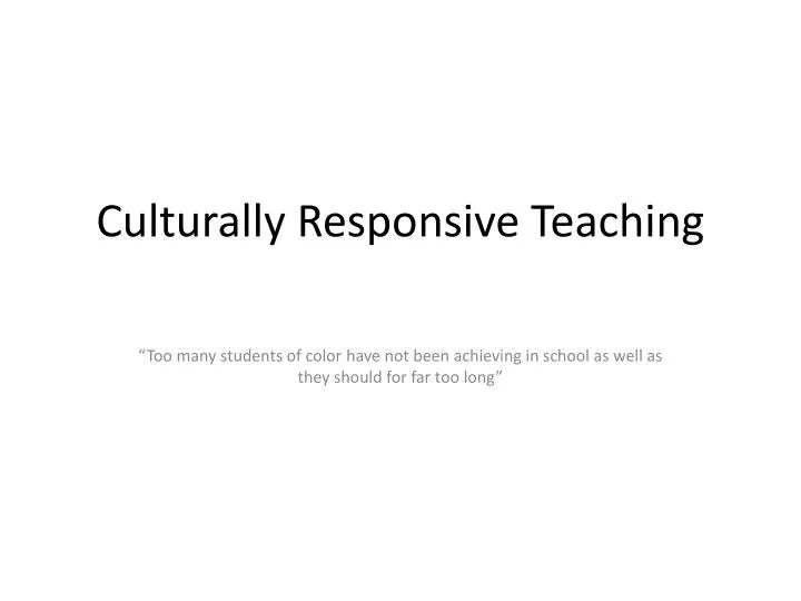culturally responsive teaching