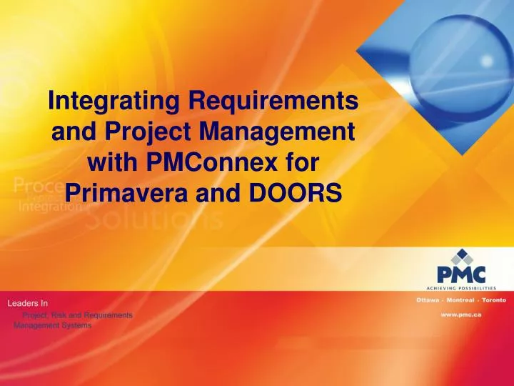 integrating requirements and project management with pmconnex for primavera and doors