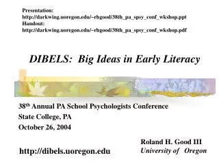 DIBELS: Big Ideas in Early Literacy