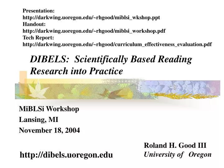 dibels scientifically based reading research into practice