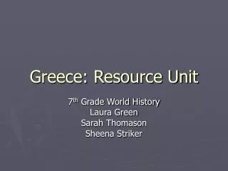Greece: Resource Unit
