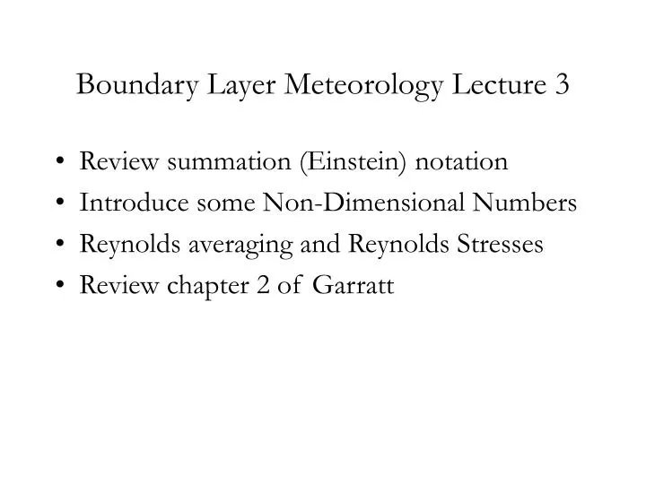 boundary layer meteorology lecture 3