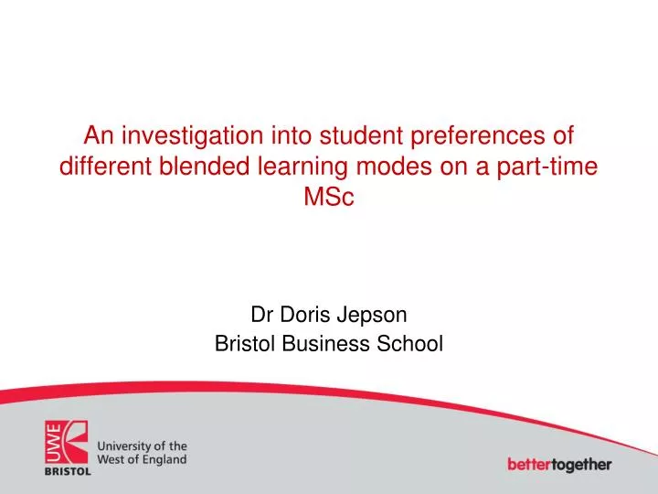 an investigation into student preferences of different blended learning modes on a part time msc