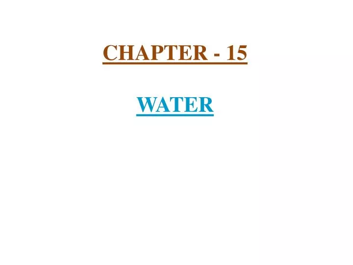 chapter 15 water