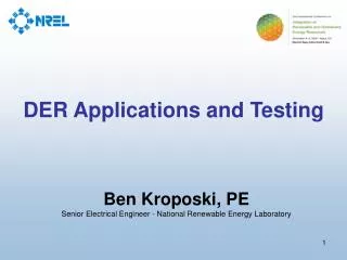 DER Applications and Testing