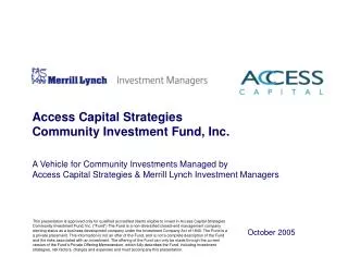 Access Capital Strategies Community Investment Fund, Inc.